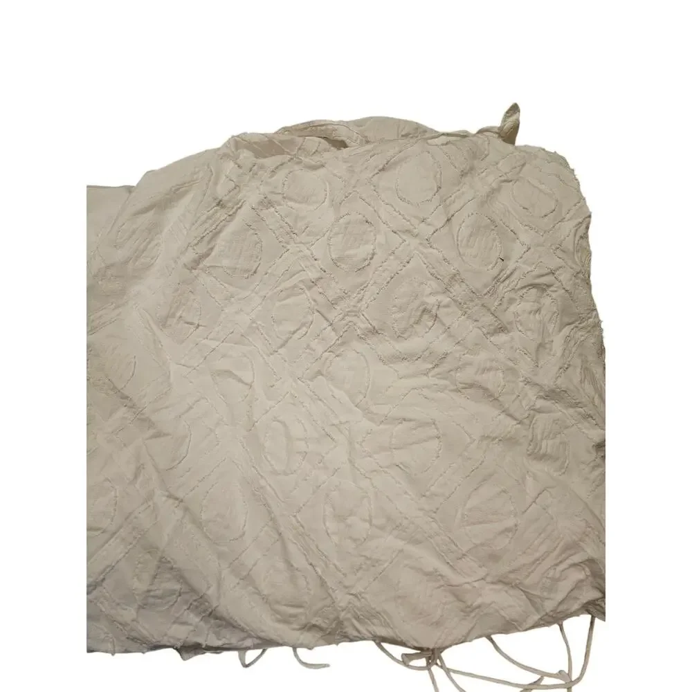 West Elm White Cotton Geometric Duvet Cover King 108x92 Minimalist Modern